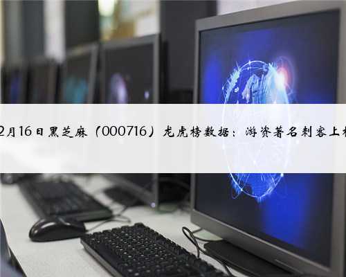 12月16日黑芝麻(000716)龙虎榜数据:游资著名刺客上榜